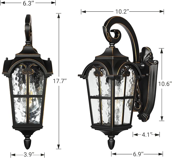 DEWENWILS Outdoor Wall Light Fixtures, Anti-Rust & Waterproof, Water Ripple - Image 8