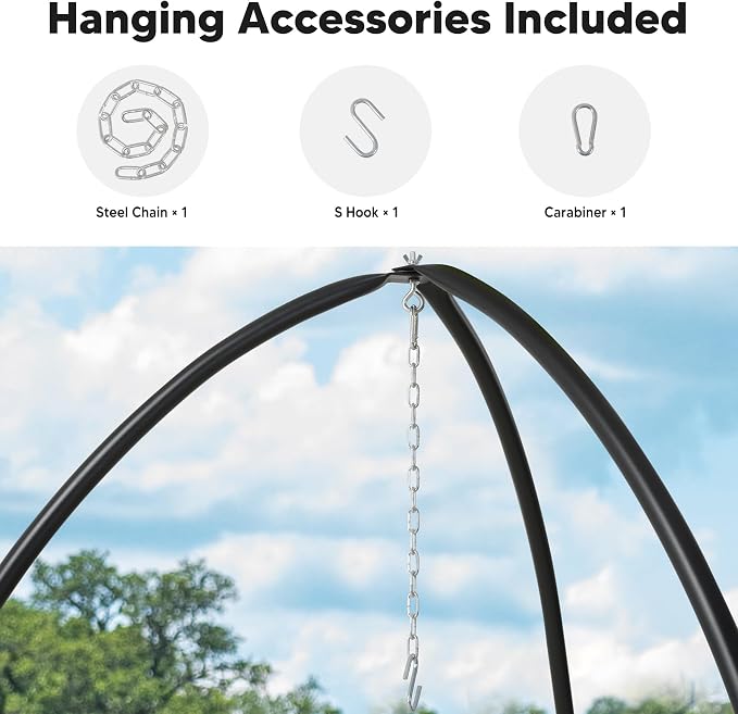 SUNCREAT Tripod Hanging Chair Stand – 400lbs Capacity, Heavy Duty Steel - Image 6