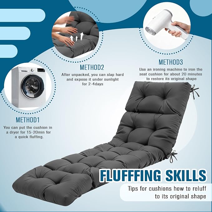 MTMR Chaise Lounge Chair Cushion Outdoor, Waterproof Seat Cushions - Image 8