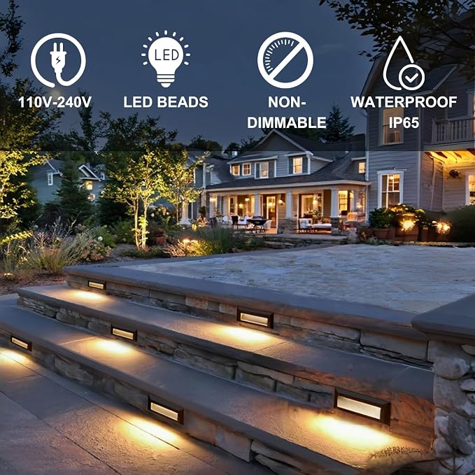 ZONK LED Outdoor Indoor Step Lights, Line Voltage 110-240V 2W Landscape Stair - Image 3