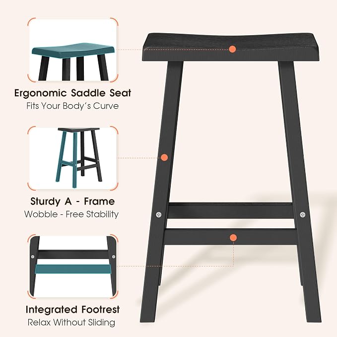 NUNU LAB Waterproof Barstools Set of 2-24 Inch HDPE Dining Height - Image 6