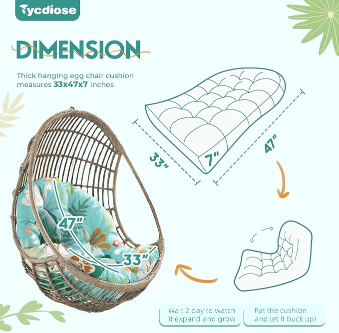 Egg Chair Cushion Replacement, Waterproof Outdoor Hanging Egg Swing Chair - Image 2