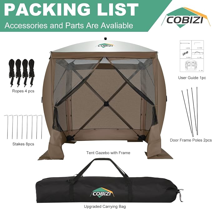 COBIZI 6x6 FT Pop up Gazebo Tent, Screen Tent - Image 4