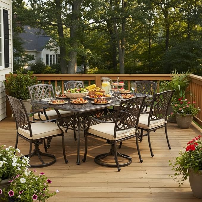 Tangkula 59 Inches Outdoor Dining Table, All-Weather Cast Aluminum Table - Image 4