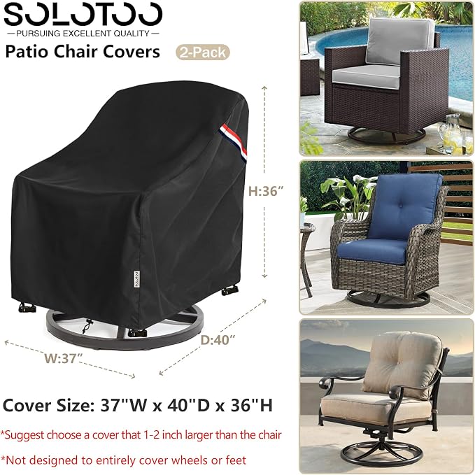 Patio Chair Covers Waterproof Heavy Duty Patio Furniture Covers, 37W x 40D x - Image 3