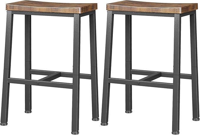 Homeiju Bar Stools, Counter Height Bar Stools Set of 2, 23.6 Inch Saddle Stools by Homeiju