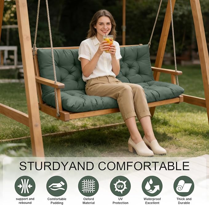 Porch Swing Cushions, Outdoor Swing Replacement Cushions 4 Seater - Image 3