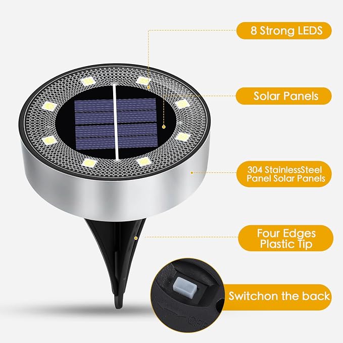Solar Lights Outdoor 16 Pack, Solar Garden Outdoor Waterproof Pathway Lights - Image 2