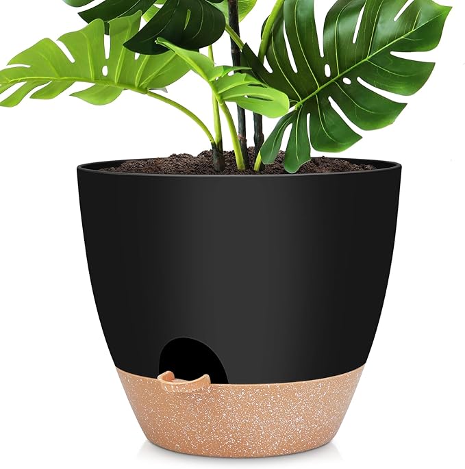 12 inch Large Self Watering Plant Pots, Flower Pots Planters by AFamilyofGardenLovers