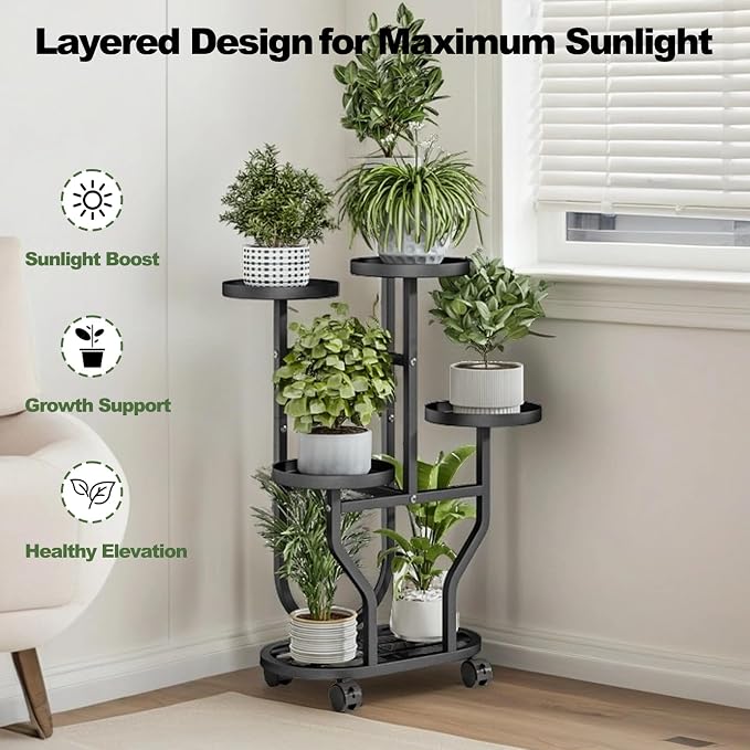 Plant Stand 5 Tier Indoor Outdoor Metal Flower Shelf - Image 8