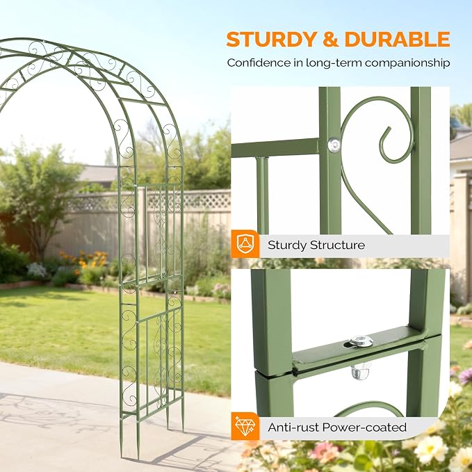 VINGLI Garden Arbor, Double Layer Arch Archway - Image 5
