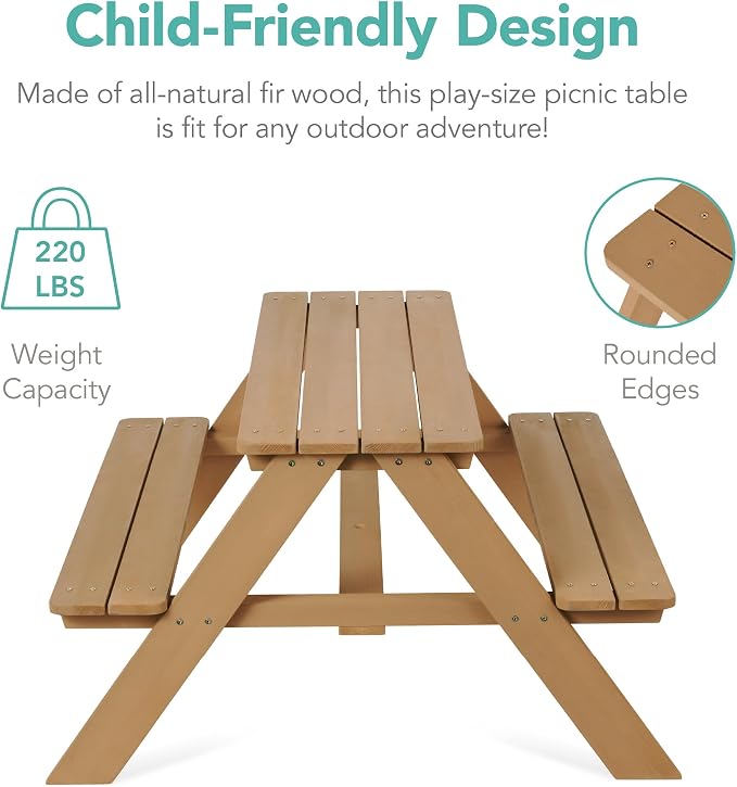 Best Choice Products Wooden Kids Picnic Table - Image 5