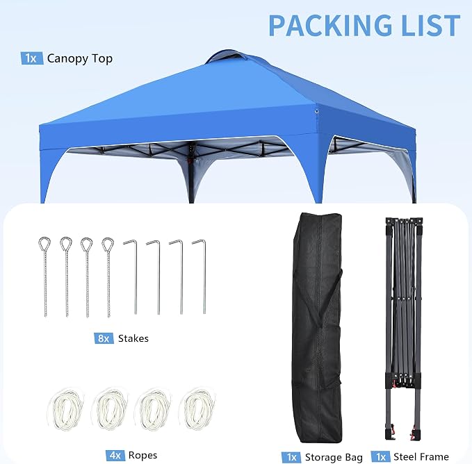 GDY 8x8 Pop Up Canopy Tent, Easy-Setup Gazebo, Outdoor Canopy - Image 6