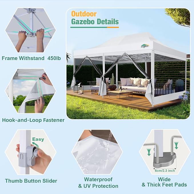 COBIZI 10x20 Canopy Tent, Heavy Duty Pop up Canopy - Image 2