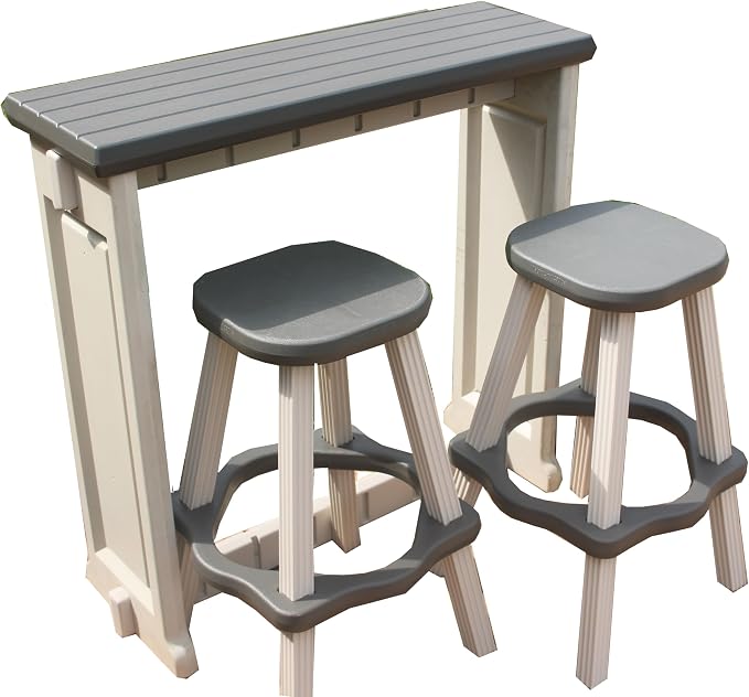 Single Bar Set Includes 2 Barstools Deep Grey Top & Warm Grey Base Ideal by LeisureAccents