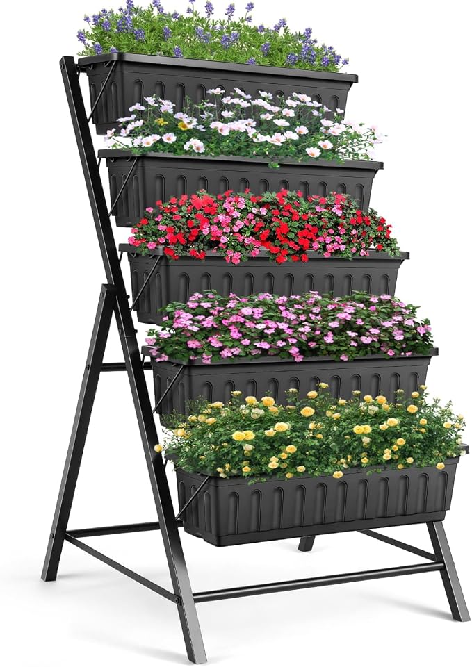 Suyncll Vertical Raised Garden Bed Planter Box, 5 Tiers Vertical Garden Planter - Image 7