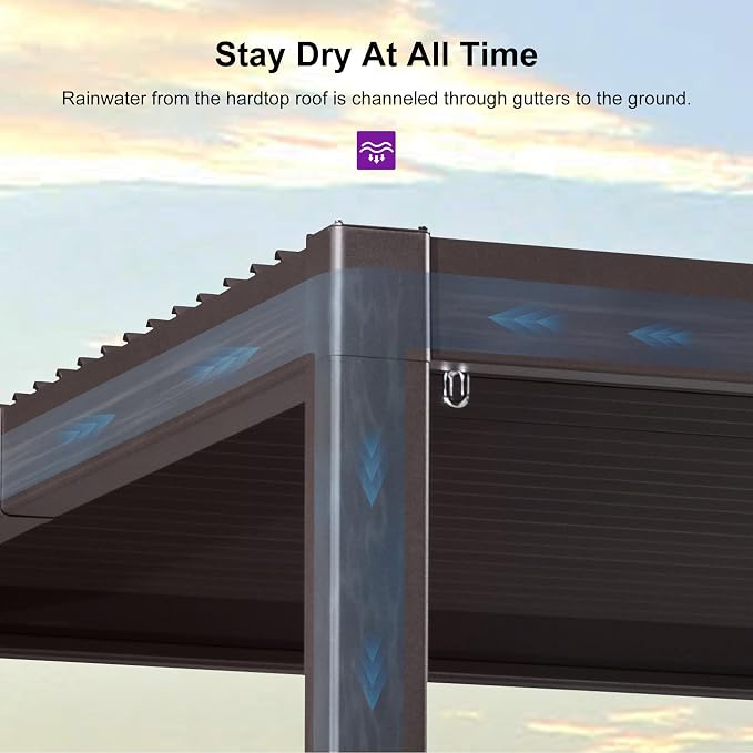 PURPLE LEAF 10' x 10' Louvered Pergola Outdoor Adjustable Louvre Shade Modern - Image 4