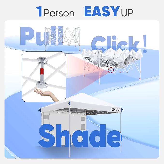 Sekey 10x10 Pop Up Canopy with Pockets Sidewall, One Push Setup Instant Outdoor - Image 2