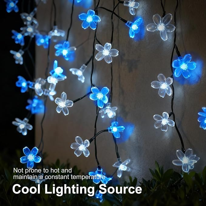 2 Pack Total 52FT 120 LED Solar String Lights Outdoor Waterproof Flower Fairy - Image 4