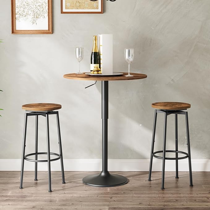 HOOBRO Bar Stools, Swivel Bar Stools Set of 2, 24.9" Round Bar Chairs, Backless - Image 2