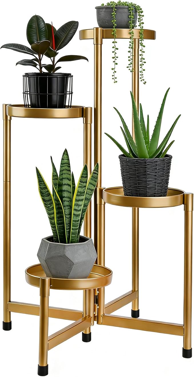 4 Tier 31 Inch Plant Stand Indoor Outdoor, Metal Plant Shelf Waterproof by Unknown