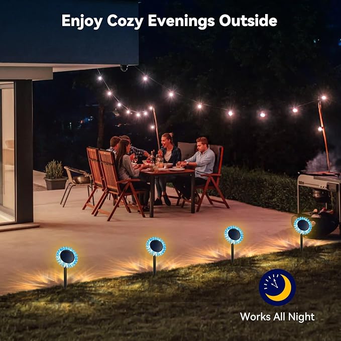 Outdoor Solar Lights, 2 Pack Led Solar Sunflower Lights, Stake/Wall 2-in-1 - Image 7