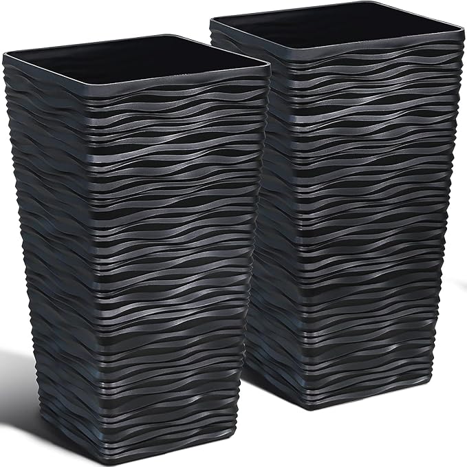 Worth Garden 2-Pack Black Tall Planter by WORTH