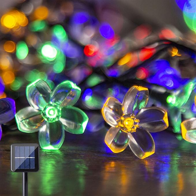 Flower Solar String Lights, 50 LED Outdoor Patio Lights Waterproof, Fairy Lights by Luforu