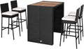 5 Piece Patio Wicker Bar Set, Rattan Bar Stools Set by SPORFIT