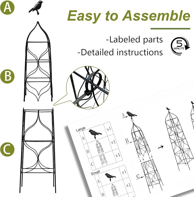 aboxoo Set of 2 Packs Sturdy Metal Garden Obelisk Trellis - Image 6