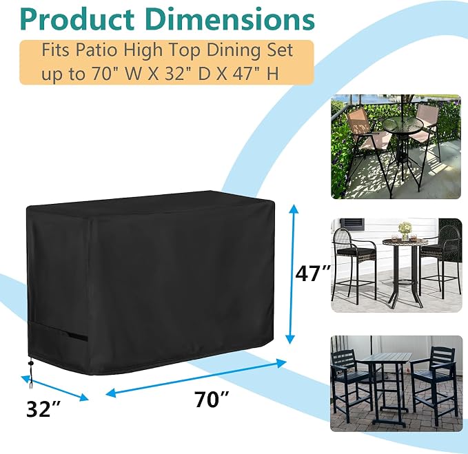 Oslimea Bar Height Patio Set Cover, Outdoor Bistro Set Cover - Image 2