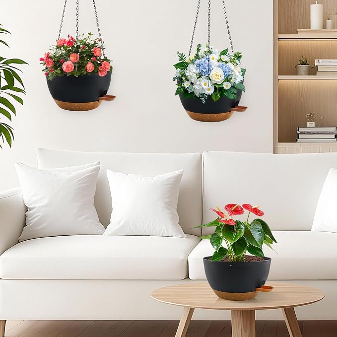 10 inch Hanging Planters for Indoor Plants, 3 Pack Self-Watering Hanging - Image 7