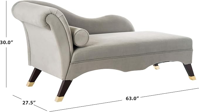 Safavieh Home Collection Caiden Grey Velvet Chaise - Image 14