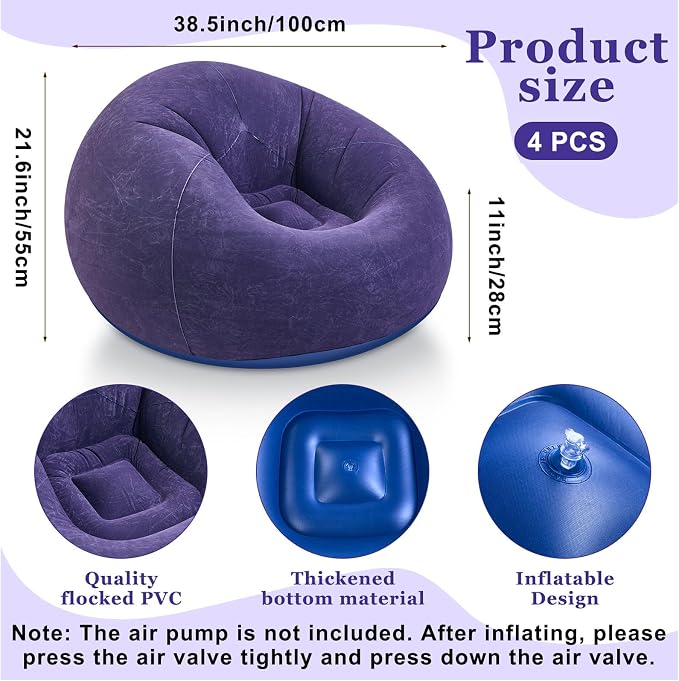Realspring Inflatable Bean Bag Chairs Outdoor Blow up Camping Chairs Inflatable - Image 3
