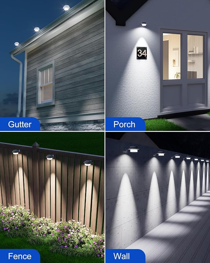 4 Pack White Solar Powered Gutter Lights Outdoor Decorative Waterproof Led - Image 4