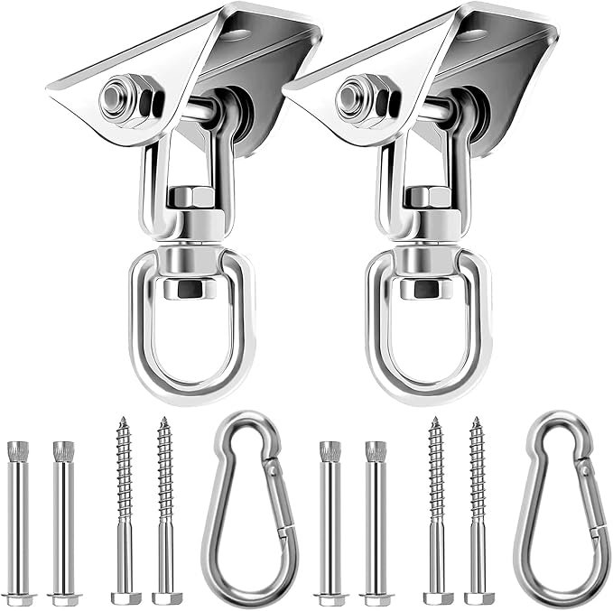 Heavy Duty Hammock Hanging Kit, 360° Rotating 1200 lb Swing Hangers by AINIKEY