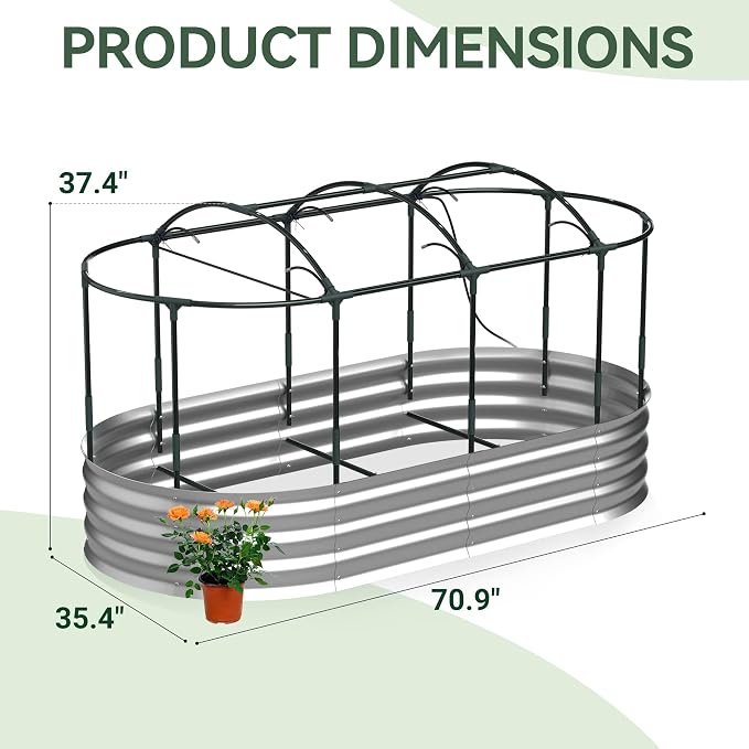 Raised Garden Bed with Self-Watering System, Oval Galvanized Raised Beds - Image 4