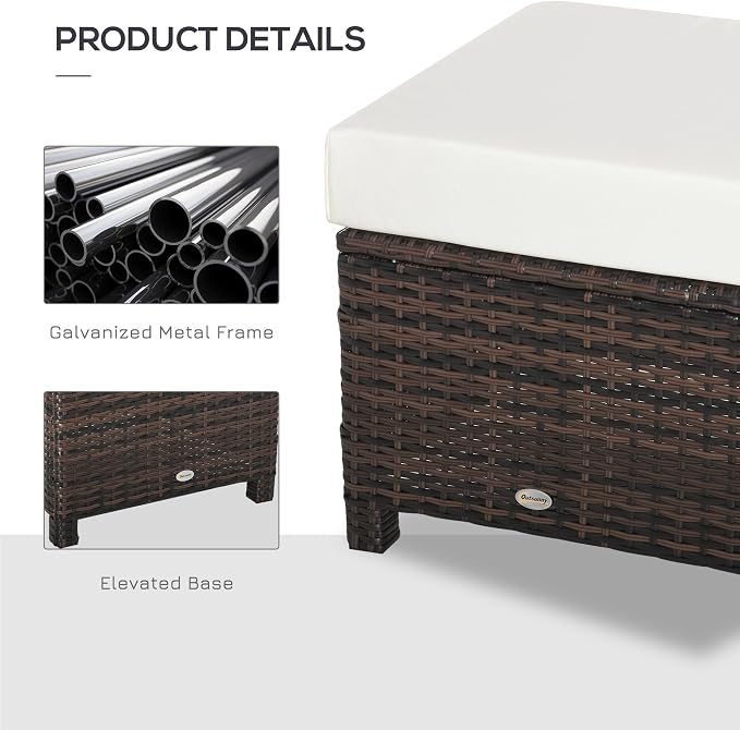 Outsunny 20" Patio Wicker Ottoman, Additional Seating, Side Table - Image 4