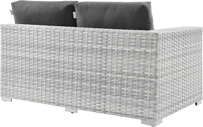 Modway Convene Wicker Rattan Outdoor Patio Right-Arm Loveseat in Light Gray - Image 4