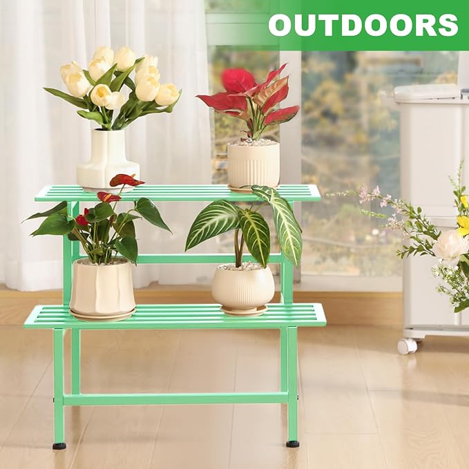 Metal Plant Stand Outdoor Plant Shelf Indoor, 2 Tier Heavy Duty Ladder Plant - Image 5