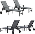 PURPLE LEAF Outdoor Chaise Lounge 4 Pieces Aluminum Recliner Chair by PURPLELEAF