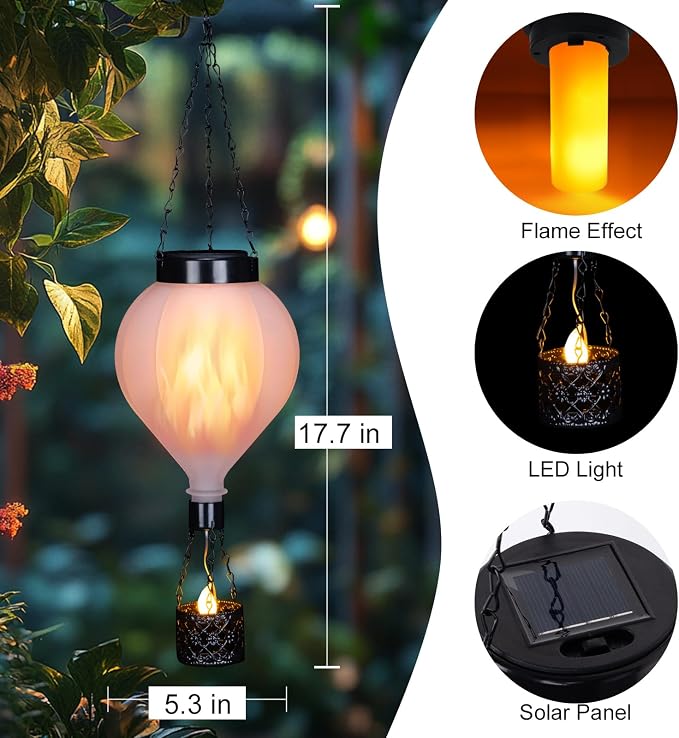 Hanging Solar Lantern Outdoor Garden Decor Hot Air Balloon Lantern - Image 5