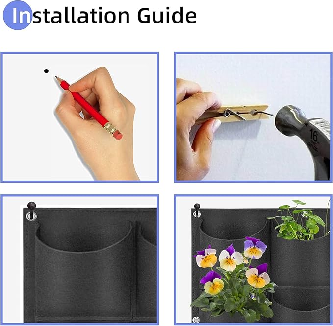 12 Pockets Hanging Planter Bags, Hanging Vertical Wall Mounted Plant Planting - Image 7