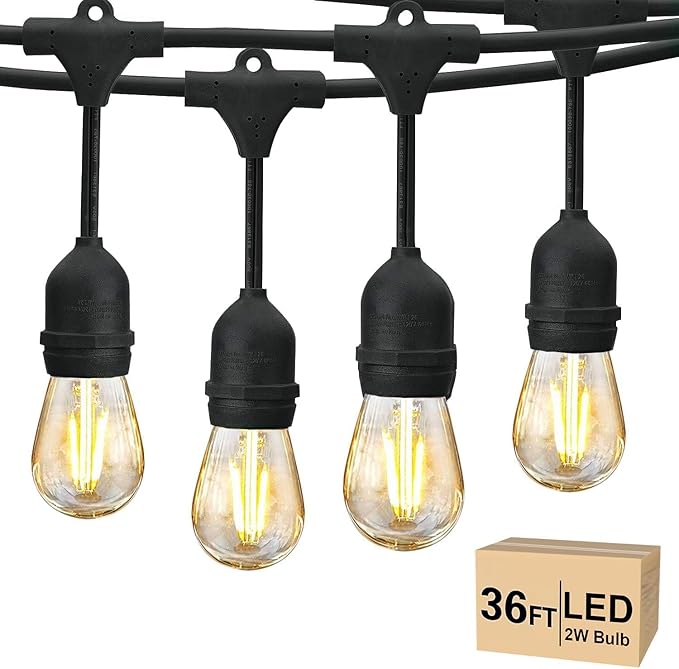 Svater 36 FT Outdoor String Lights 2W, Commercial Grade Patio Light by Svater