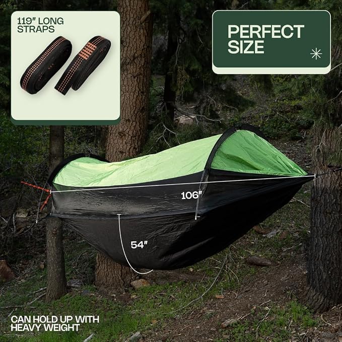 Camping Hammock Tent with Mosquito Net & Rainfly – Waterproof Portable - Image 7
