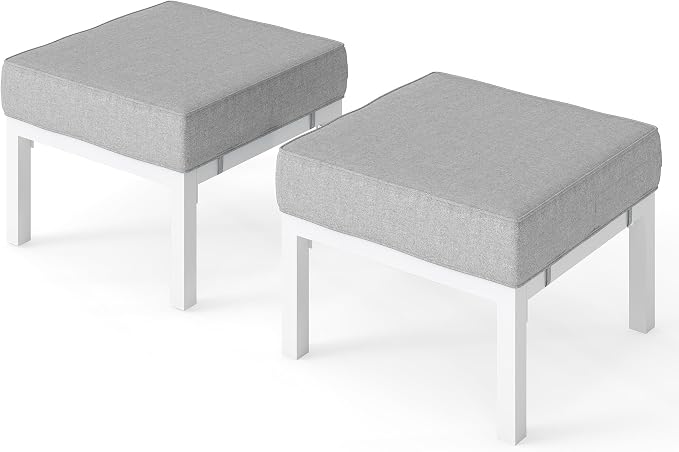 Wisteria Lane Outdoor Footstools Patio Ottoman Set of 2, Aluminum All-Weather - Image 6