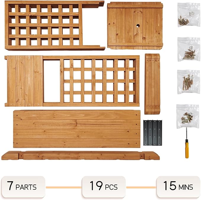 Raised Garden Bed with Wood Trellis Set of 2 Outdoor Planter Box - Image 7
