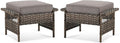 Patio Ottomans 2 Piece Outdoor Wicker Ottomans PE Rattan Footrest by Bellefurn