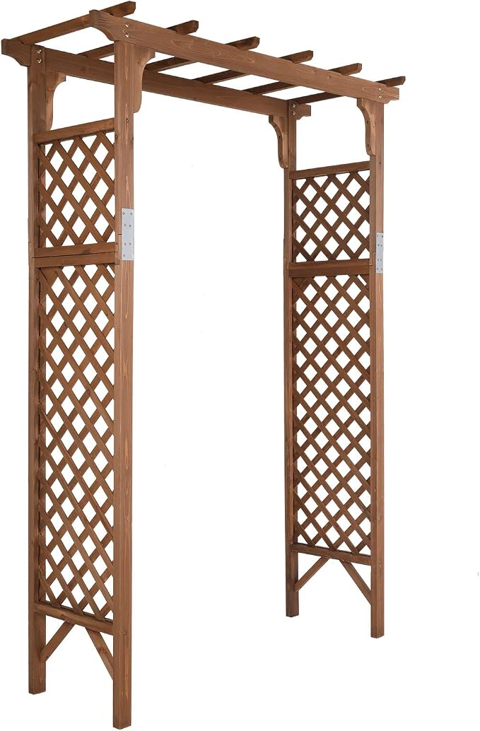 Outvita 7Ft Wooden Garden Arbor Arch, Wood Arbor Trellis, Pergola Archway by Outvita