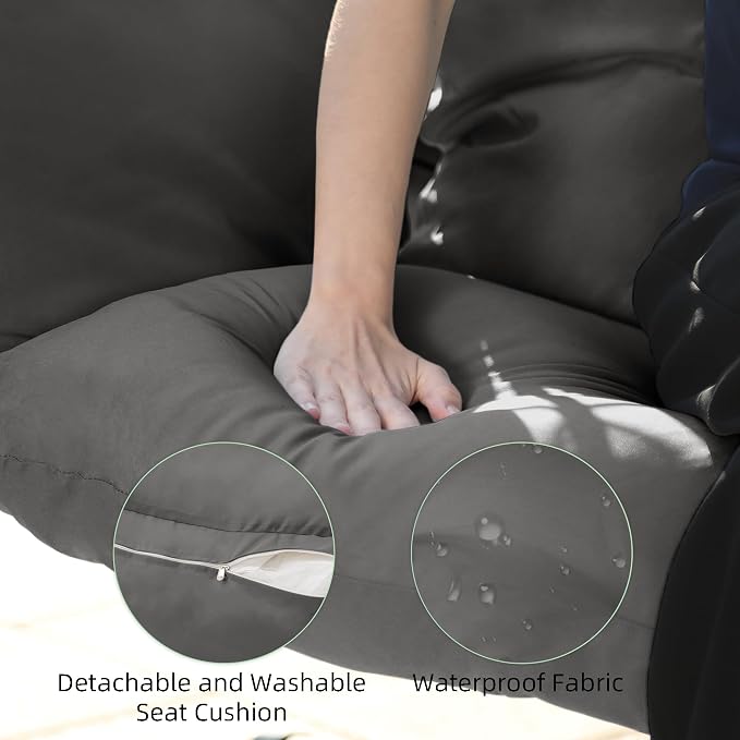 Double Egg Chair with Stand Hammock Swing Chair Foldable Hanging Loveseat - Image 5